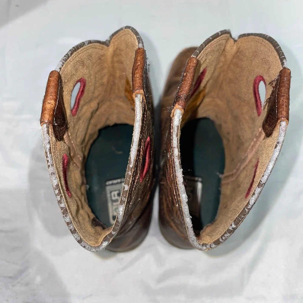 Ariat Kids Brown Leather Western Cowboy Boots Square Toe 10014101 Size 4 Y